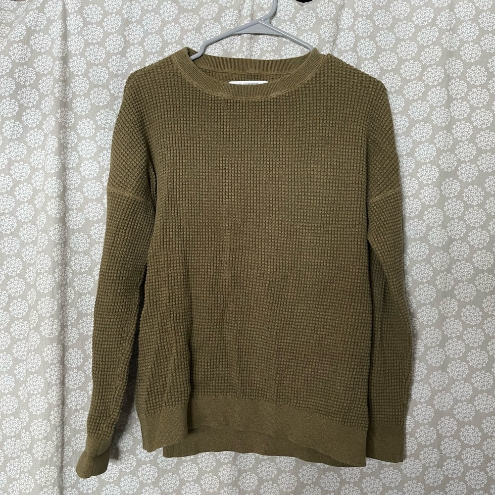 REI Co-op Women’s Wallace Lake Waffle Sweater | Medium | Olive Green